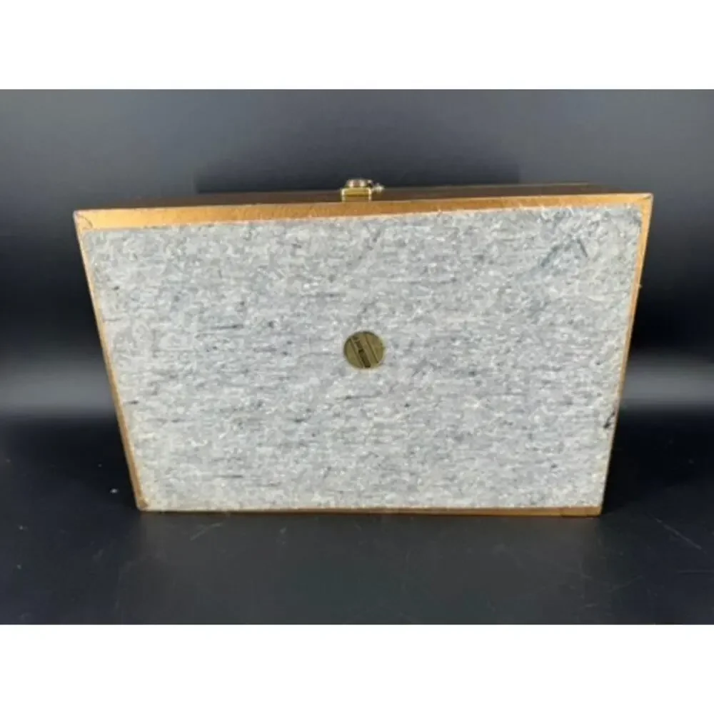 Vintage 1950s Bond St Jewel Case Jewelry Box Gold Velvet USA Mid Century 12.5